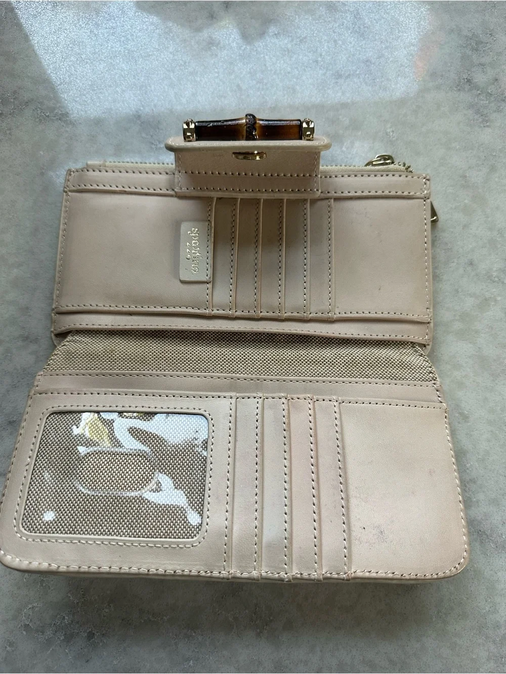 SPARTINA - 449 Wallet - Woven Beige Straw Wallet with Bamboo Accent